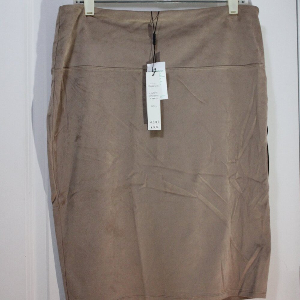 Athena Marie Microsuede Tan Pencil Skirt, sz. L